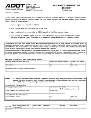 Arizona Accident Vehicle Information Request Form