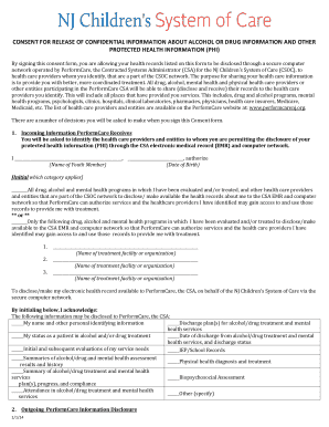 New Jersey Consent for Release of Confidential Health Information