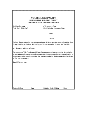 Residential Building Permit Certificate