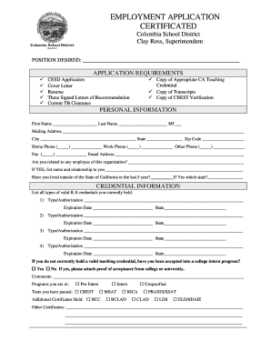 California Teaching Job Application Form
