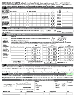 California Free and Reduced-Price Meals Application