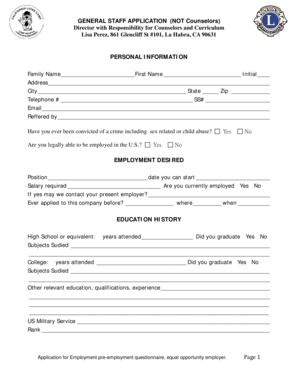 General Staff Application Form