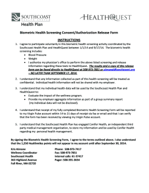 Biometric Health Screening Consent Form