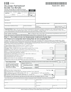 2012 Oklahoma Partnership Income Tax Form 514