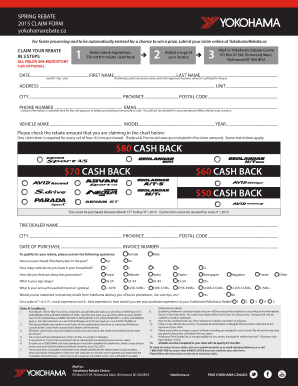 Yokohama Spring Rebate Claim Form
