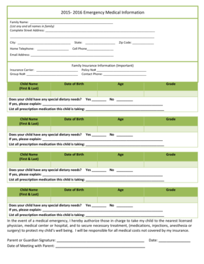 Emergency Medical Information Form