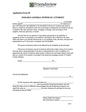 Durable General Power of Attorney Form