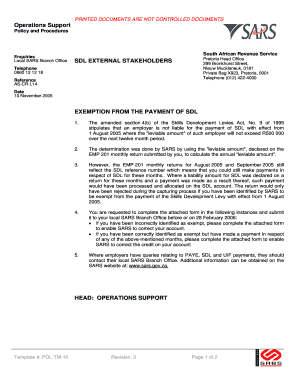 South African SDL Exemption Form