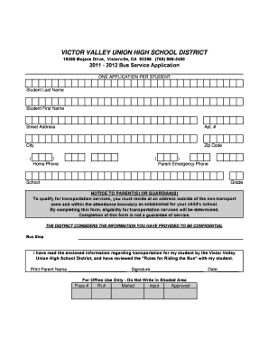 2011-2012 Bus Service Application
