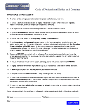 Code of Professional Ethics and Conduct Agreement