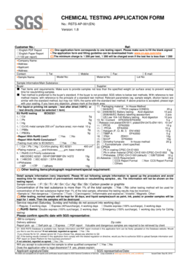 Chemical Testing Application Form