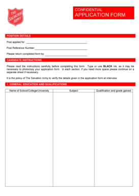 The Salvation Army Application Form