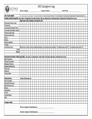 Caregiver Daily Schedule Template Fill Online Printable Fillable Blank Pdffiller