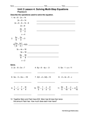 Solving Multi-Step Equations Worksheet