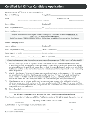 Certified Jail Officer Candidate Application Form