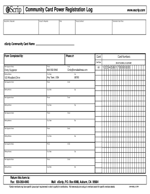 eScrip Community Card Power Registration Log