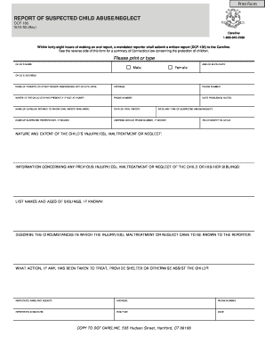 Connecticut Child Abuse/Neglect Report Form