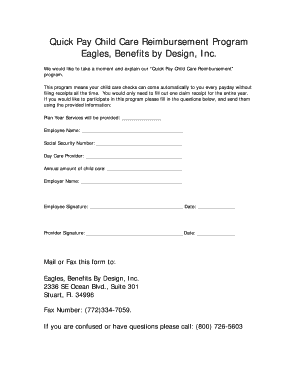 Quick Pay Child Care Reimbursement Form