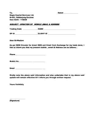Mobile Email Address Update Form