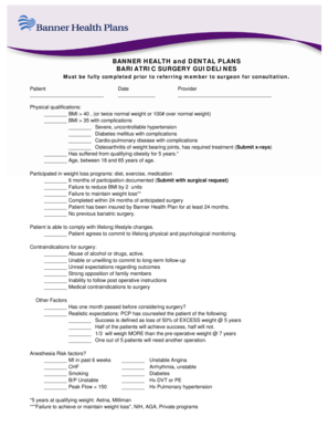 Banner Health Bariatric Surgery Guidelines