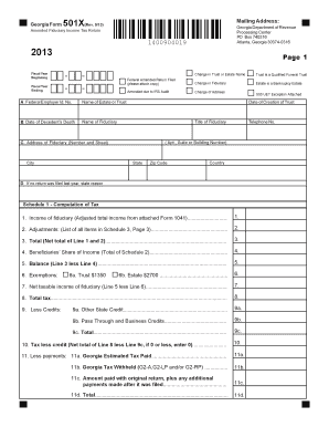 Georgia Form 501X Amended Fiduciary Income Tax Return