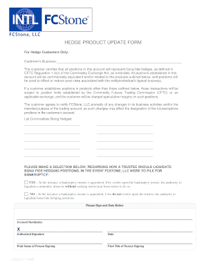Hedge Product Update Form
