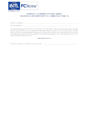 Trade Data Distribution Authorization Form
