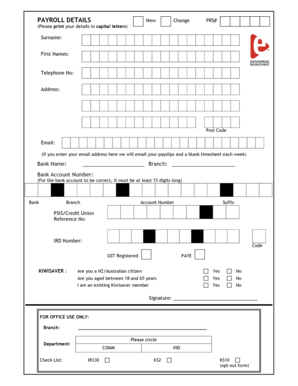 New Zealand Payroll Details Form