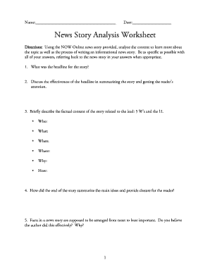 News Story Analysis Worksheet