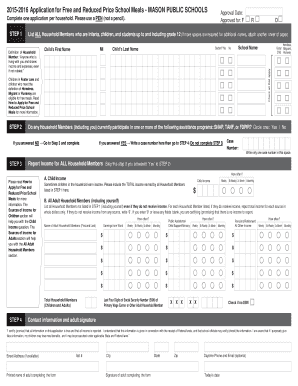 2015-2016 Application for Free and Reduced Price School Meals