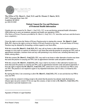 Patient Consent for Use and Disclosure of Protected Health Information