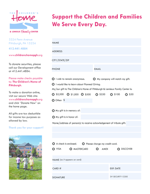 Children's Home of Pittsburgh Donation Form
