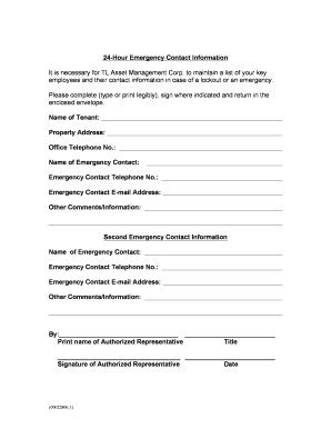 24-Hour Emergency Contact Information Form