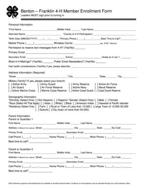 Washington 4-H Member Enrollment Form