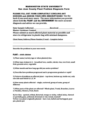 Washington State University Plant Problem Diagnosis Form