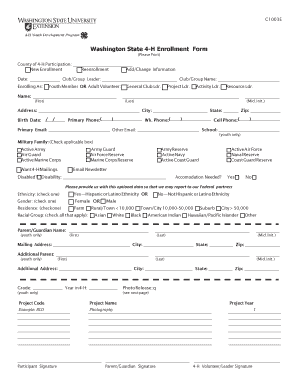 Washington State 4-H Enrollment Form