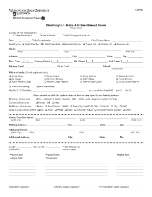 Washington State 4-H Enrollment Form