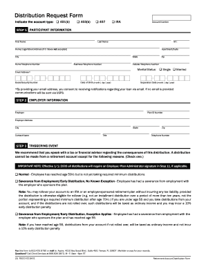 Retirement Account Distribution Form