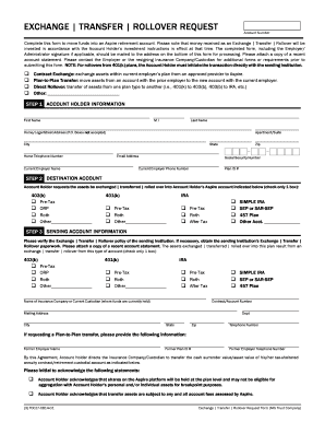 Retirement Account Exchange Transfer Rollover Request