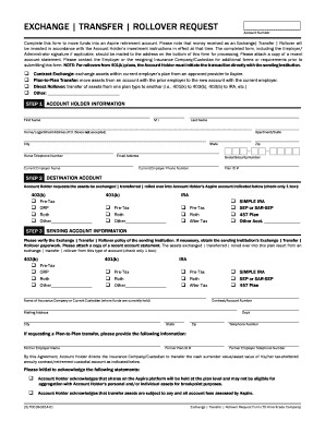 Retirement Account Exchange Transfer Rollover Request