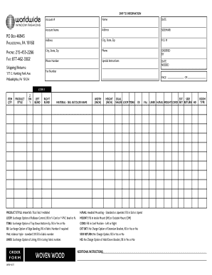 Product PDF: Gallery Designer Woven Wood Order Form Order Form