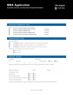 MBA Application Form