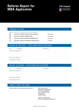 Referee Report for MBA Application