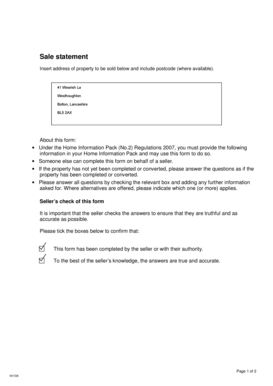 UK Property Sale Statement Form