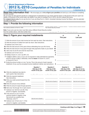 Illinois IL-2210 Computation of Penalties for Individuals