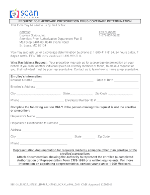 Medicare Prescription Drug Coverage Determination Form