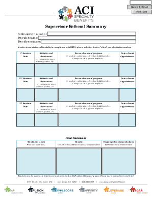Supervisor Referral Summary Form