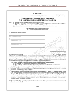 British Columbia Building Code Confirmation of Commitment