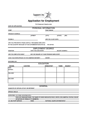 Employment Application Form