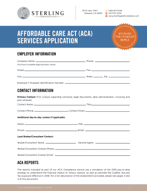 Affordable Care Act Services Application